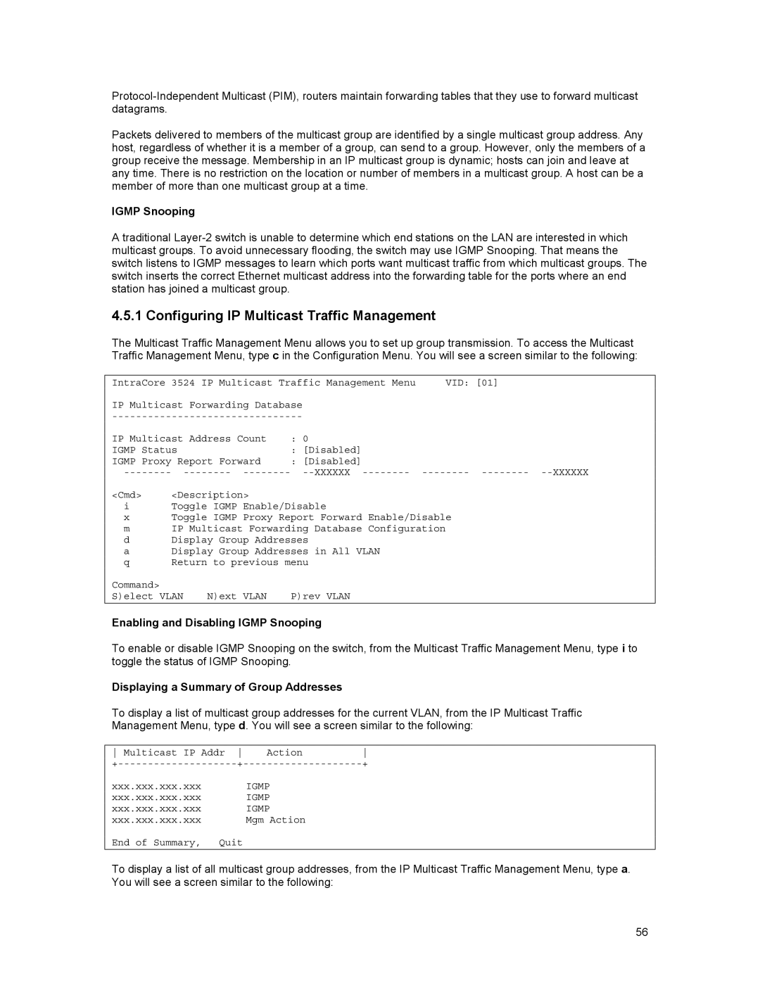 Asante Technologies 3500 Series user manual Configuring IP Multicast Traffic Management, Igmp Snooping 