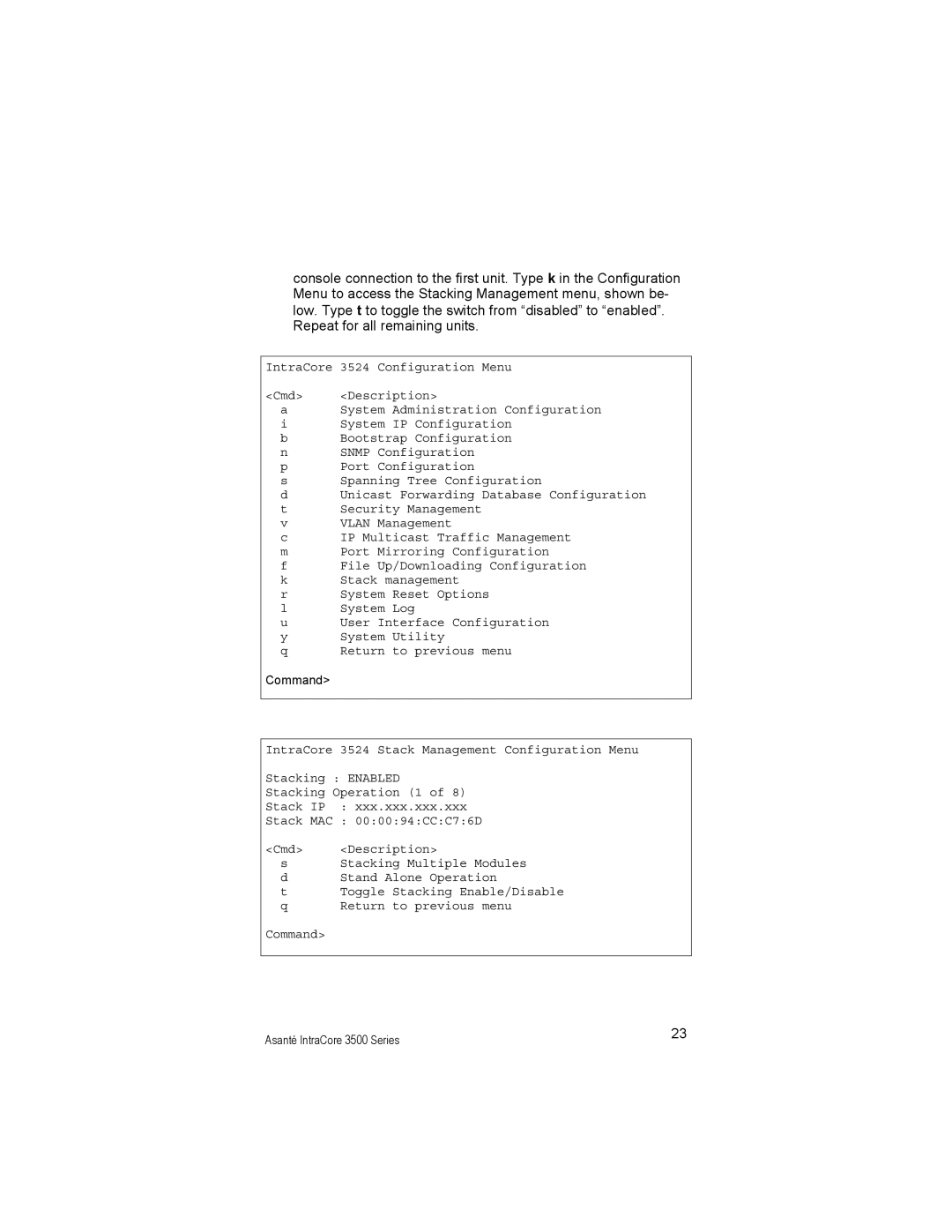 Asante Technologies 3500 manual Command 