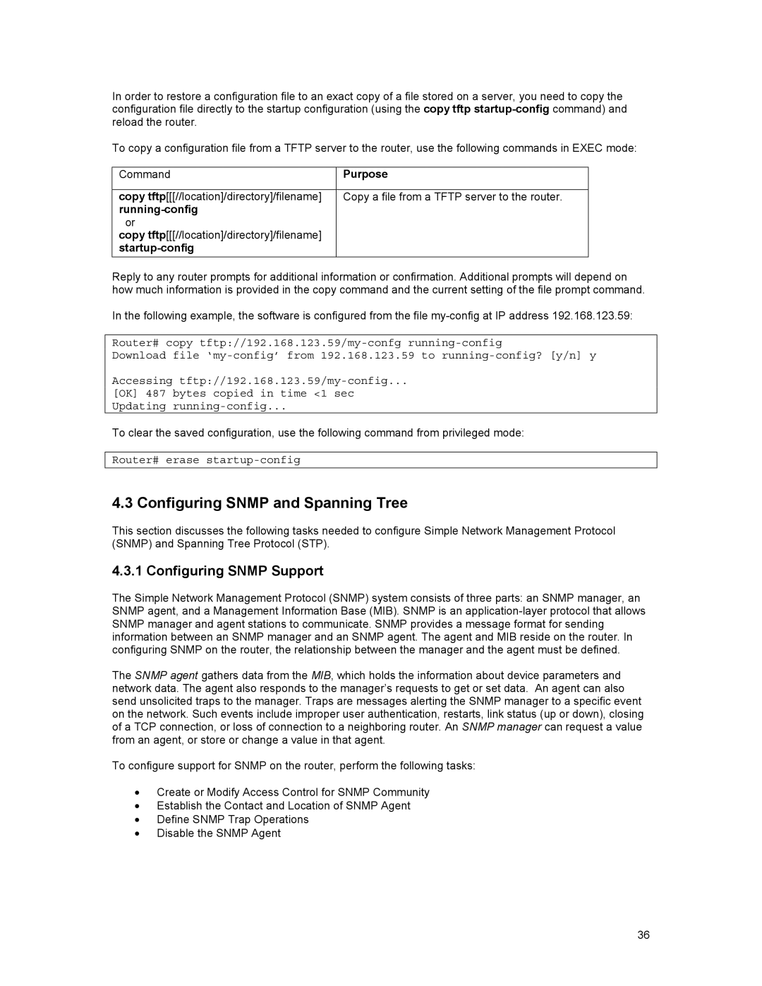 Asante Technologies 35516 Configuring Snmp and Spanning Tree, Configuring Snmp Support, Running-config, Startup-config 