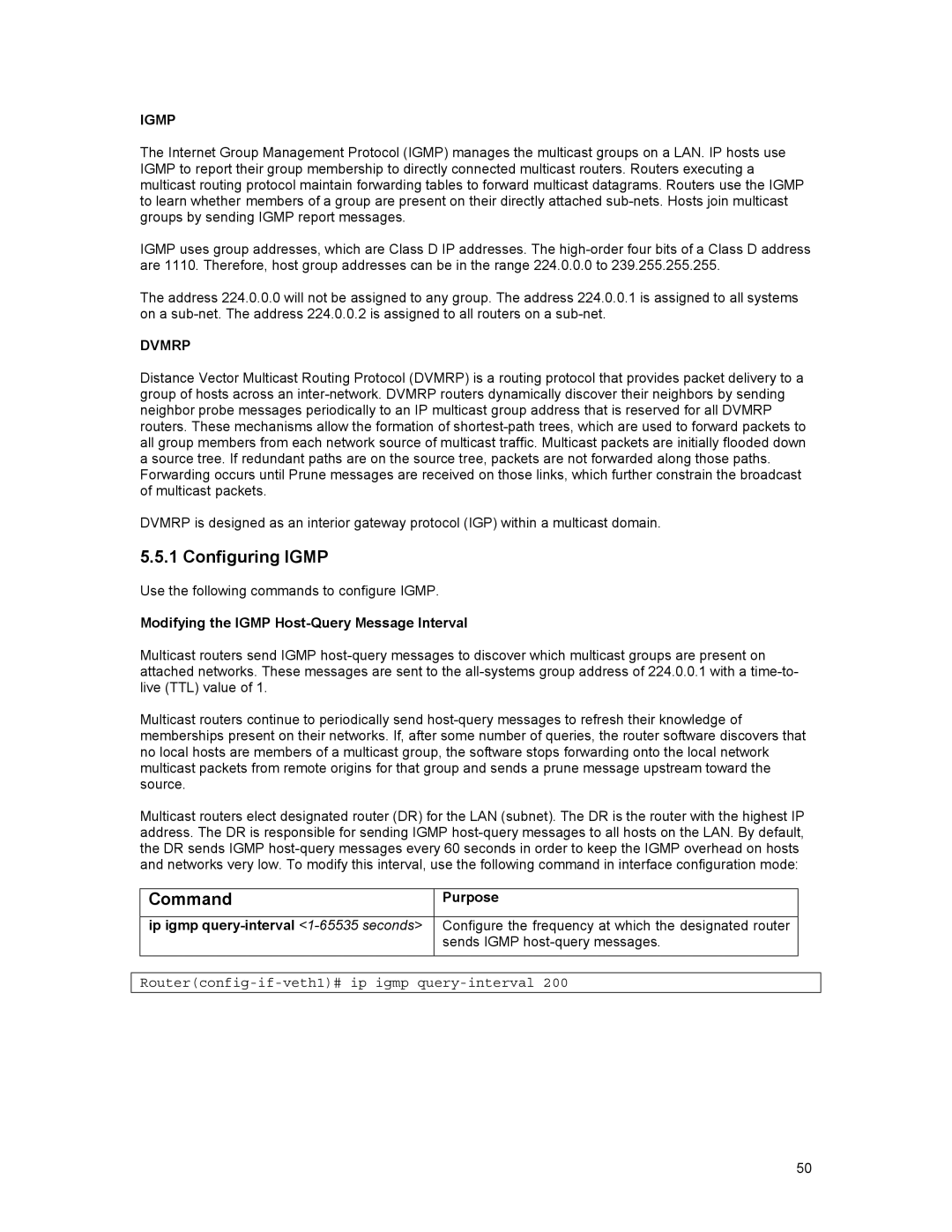 Asante Technologies 35516 user manual Configuring Igmp, Modifying the Igmp Host-Query Message Interval 