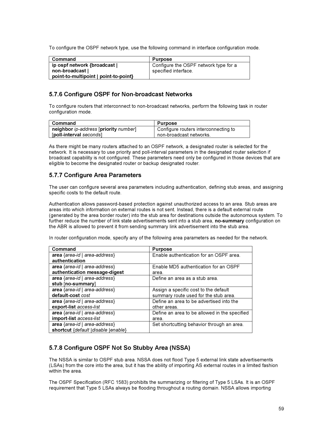 Asante Technologies 35516 Configure Ospf for Non-broadcast Networks, Configure Area Parameters, Poll-interval seconds 