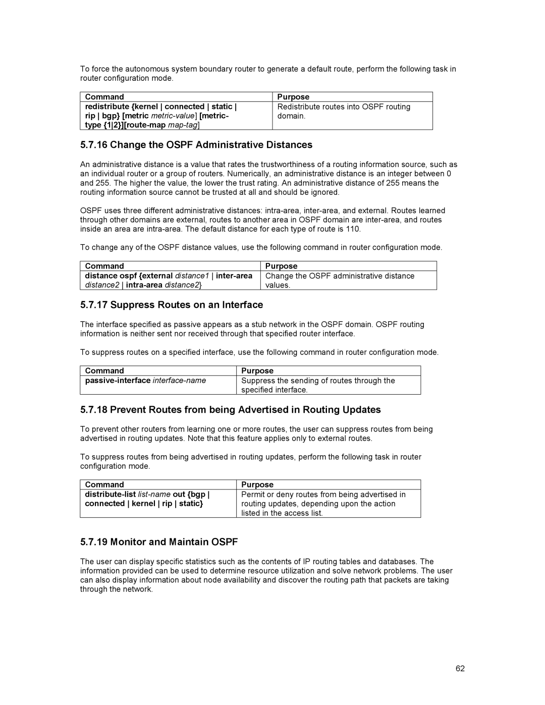 Asante Technologies 35516 user manual Change the Ospf Administrative Distances, Suppress Routes on an Interface 