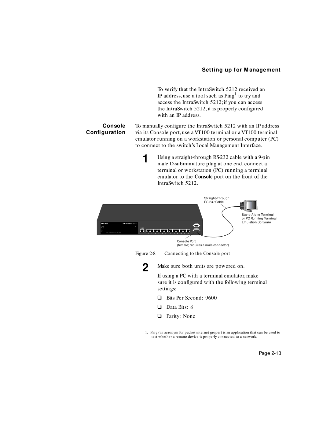 Asante Technologies 5212 user manual Connecting to the Console port 