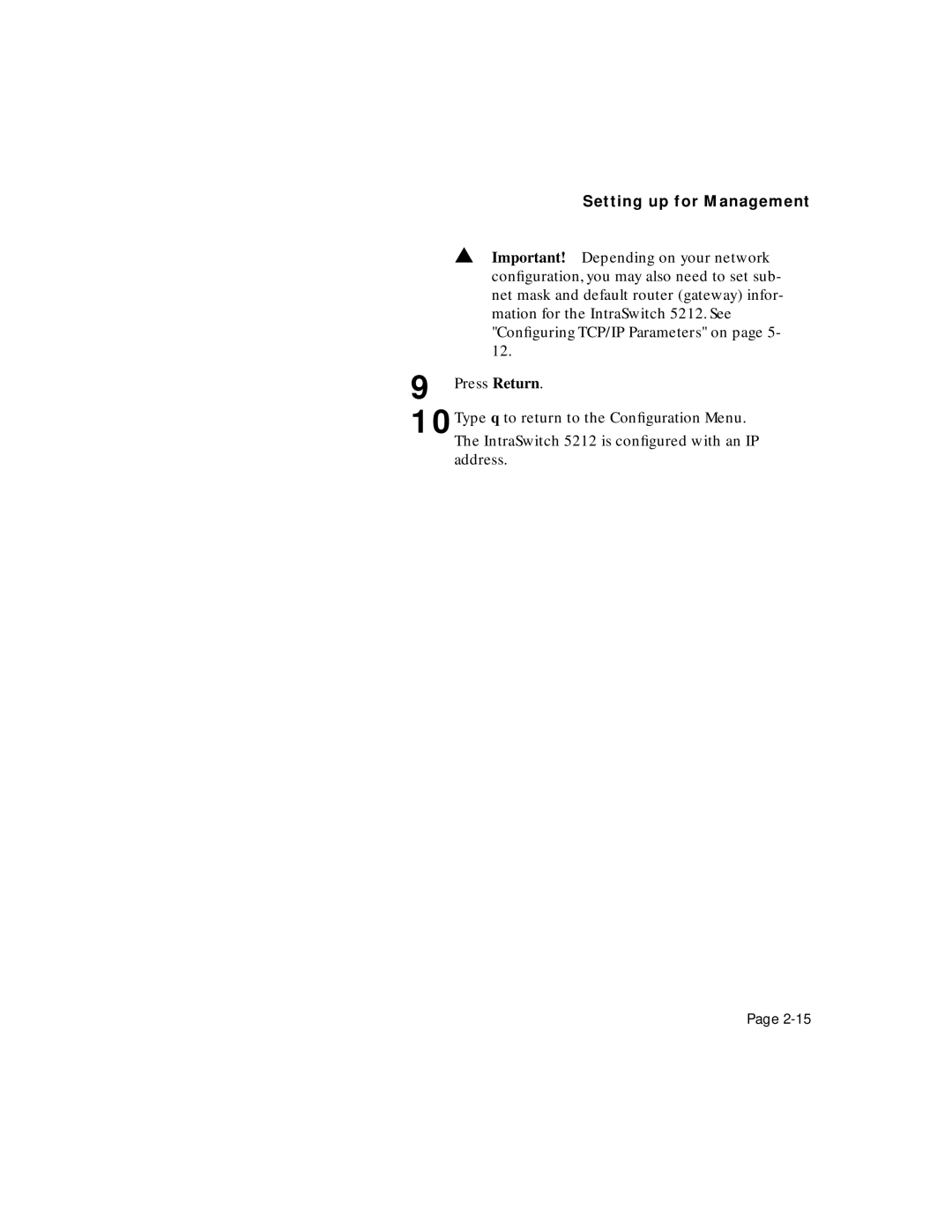 Asante Technologies 5212 user manual Setting up for Management 