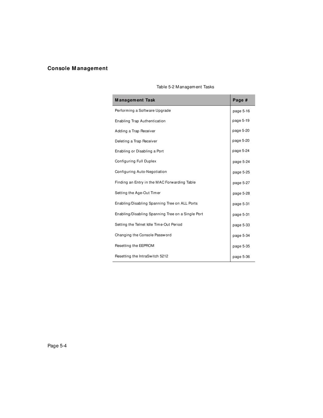 Asante Technologies 5212 user manual Management Task 