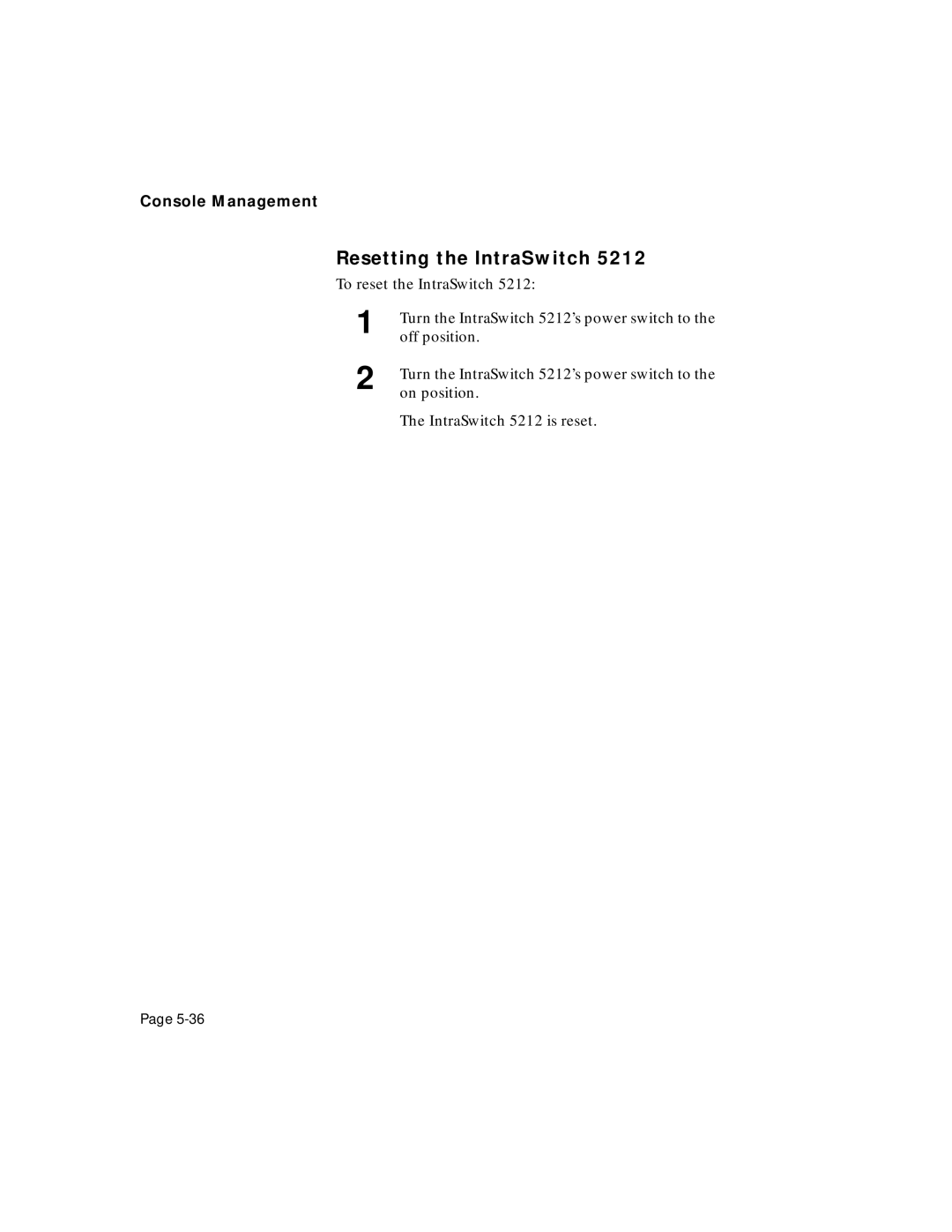 Asante Technologies 5212 user manual Resetting the IntraSwitch 