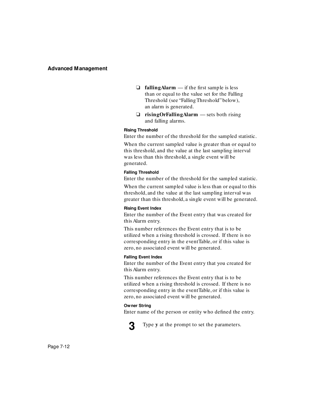 Asante Technologies 5308F user manual Rising Threshold, Falling Threshold, Rising Event Index, Falling Event Index 