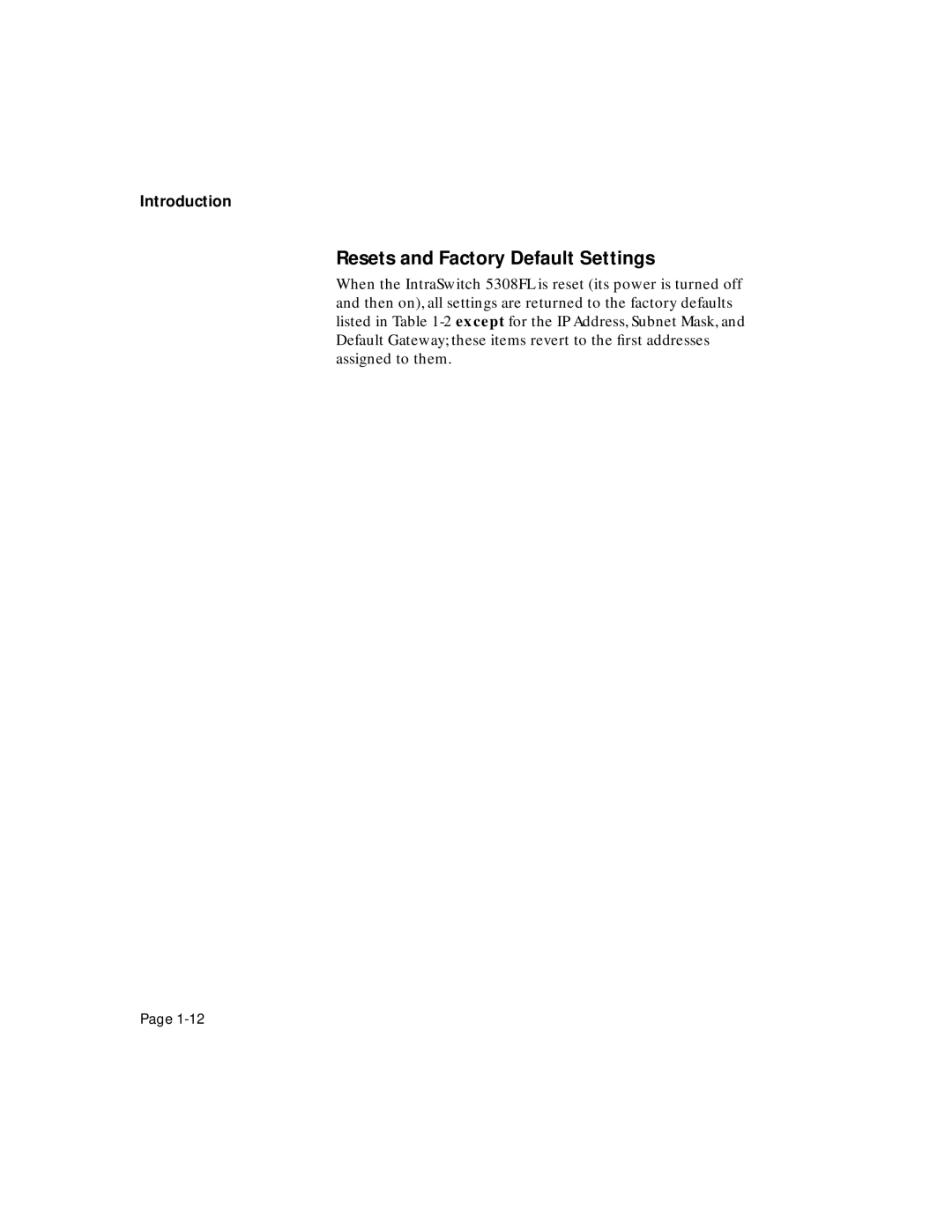 Asante Technologies 5308F user manual Resets and Factory Default Settings 