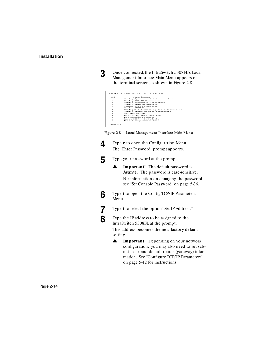 Asante Technologies user manual Once connected, the IntraSwitch 5308FL’s Local 