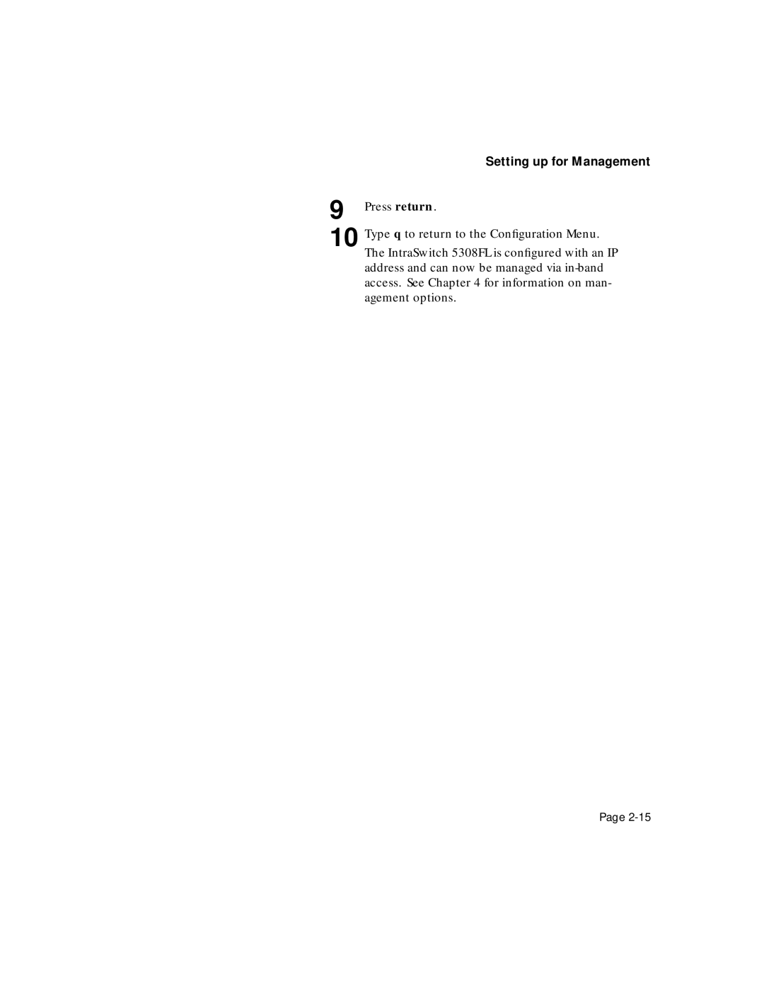 Asante Technologies 5308F user manual Setting up for Management 