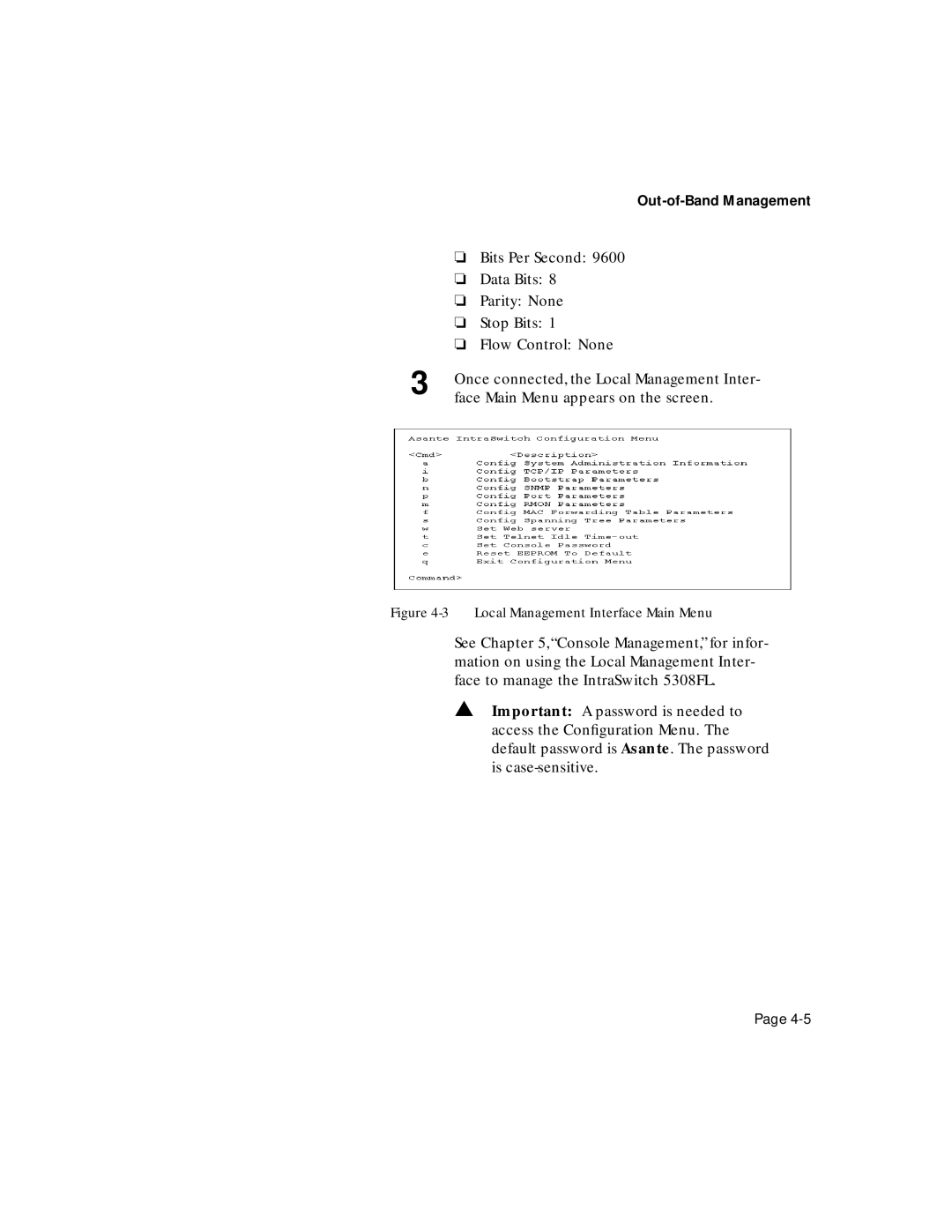 Asante Technologies 5308F user manual Once connected, the Local Management Inter 