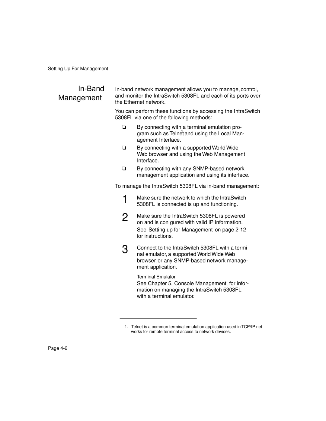 Asante Technologies 5308F user manual In-Band Management 