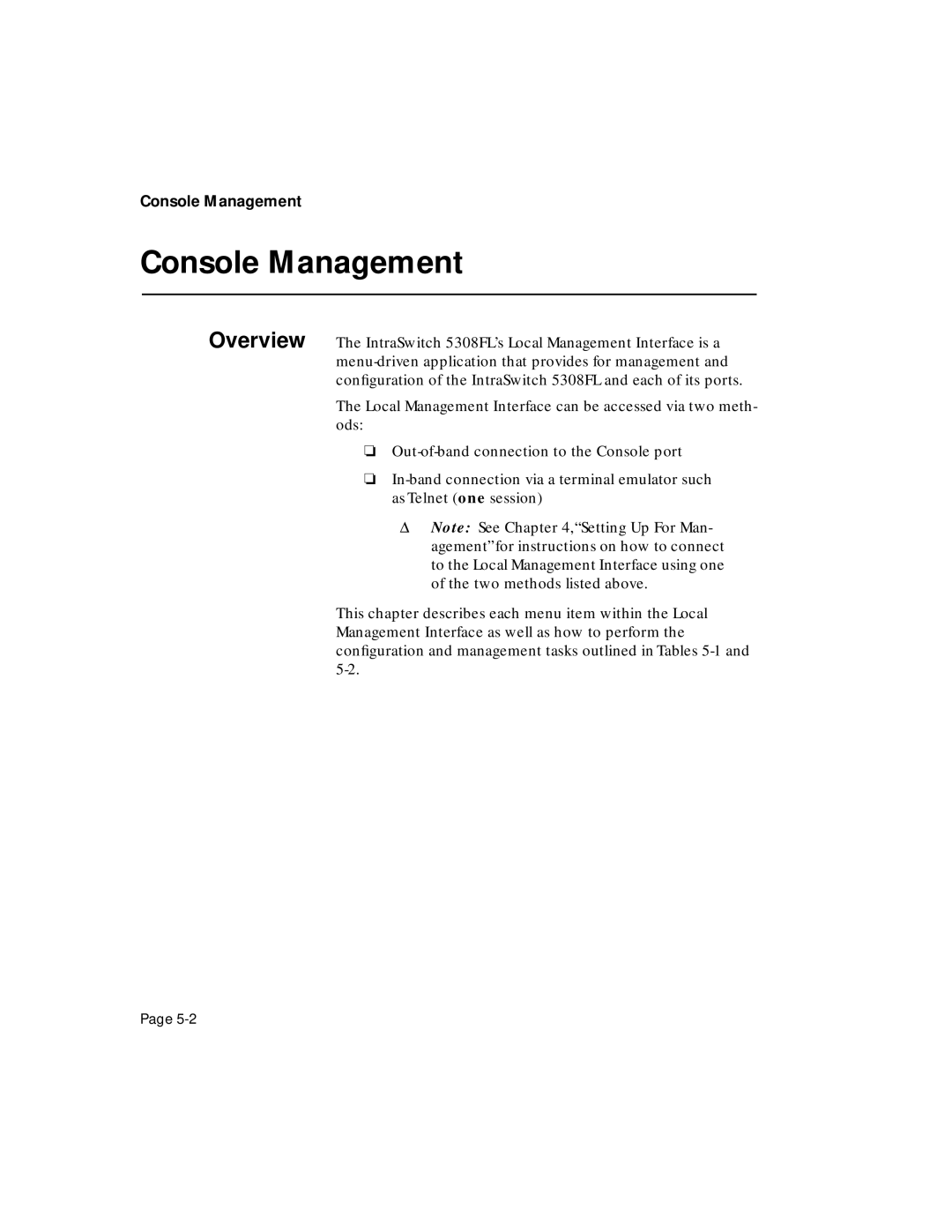 Asante Technologies 5308F user manual Console Management 