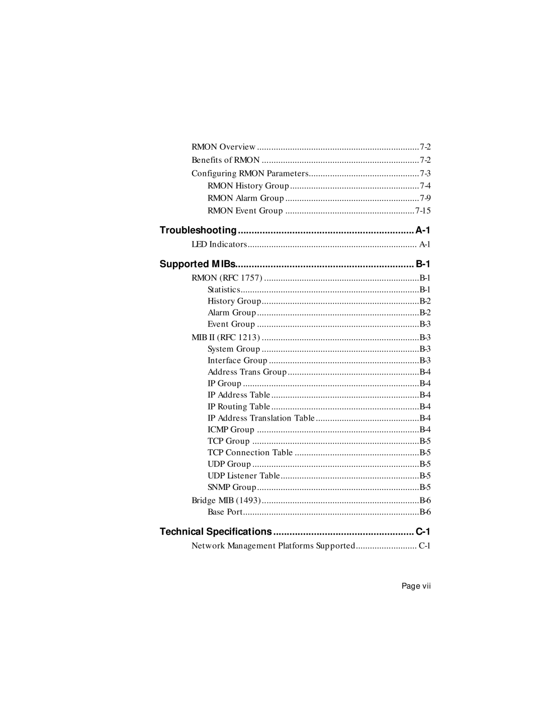 Asante Technologies 5308F user manual Troubleshooting, Supported MIBs 