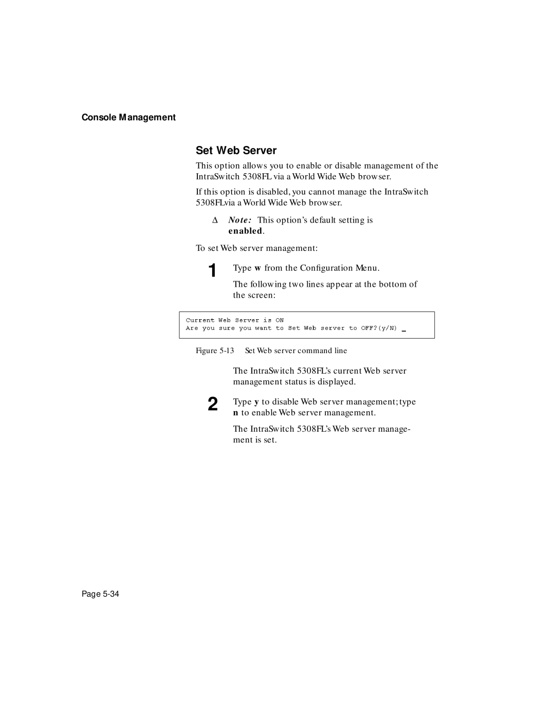 Asante Technologies 5308F user manual Set Web Server, Set Web server command line 