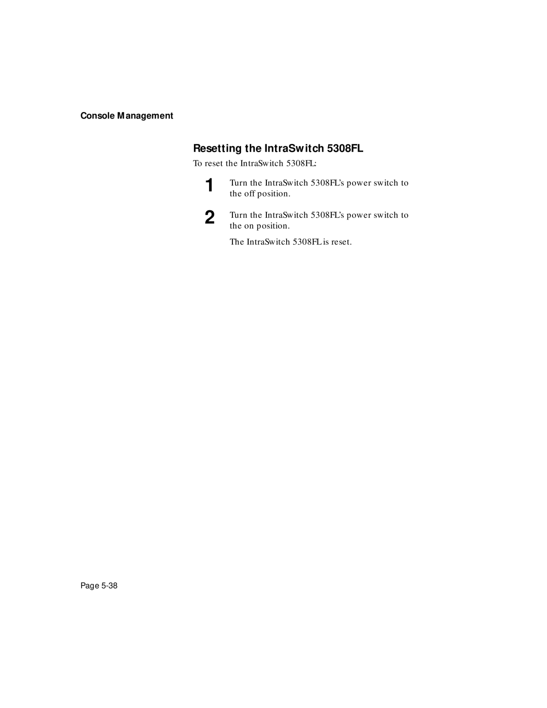 Asante Technologies user manual Resetting the IntraSwitch 5308FL 