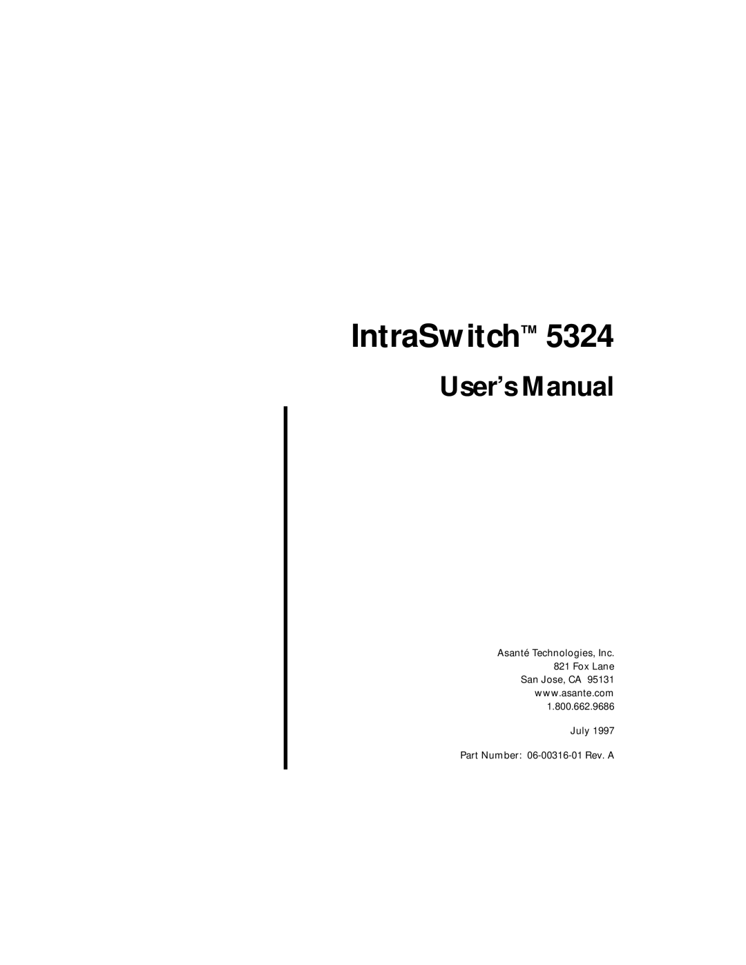 Asante Technologies 5324 user manual IntraSwitch 