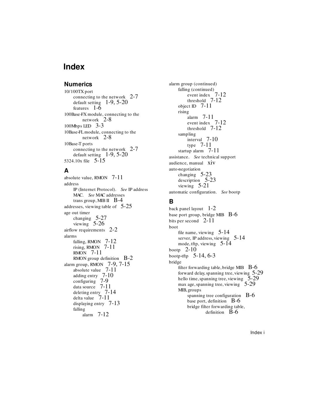 Asante Technologies 5324 user manual Index, Numerics 