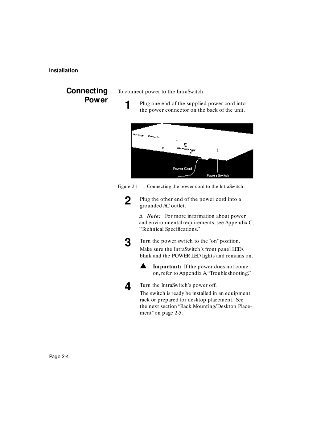 Asante Technologies 5324 user manual Power, Connecting 