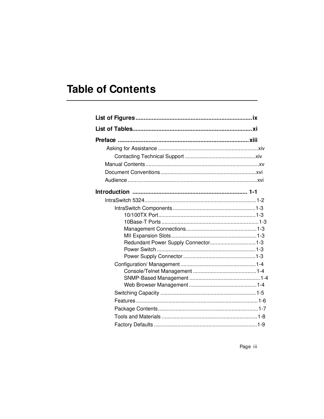 Asante Technologies 5324 user manual Table of Contents 