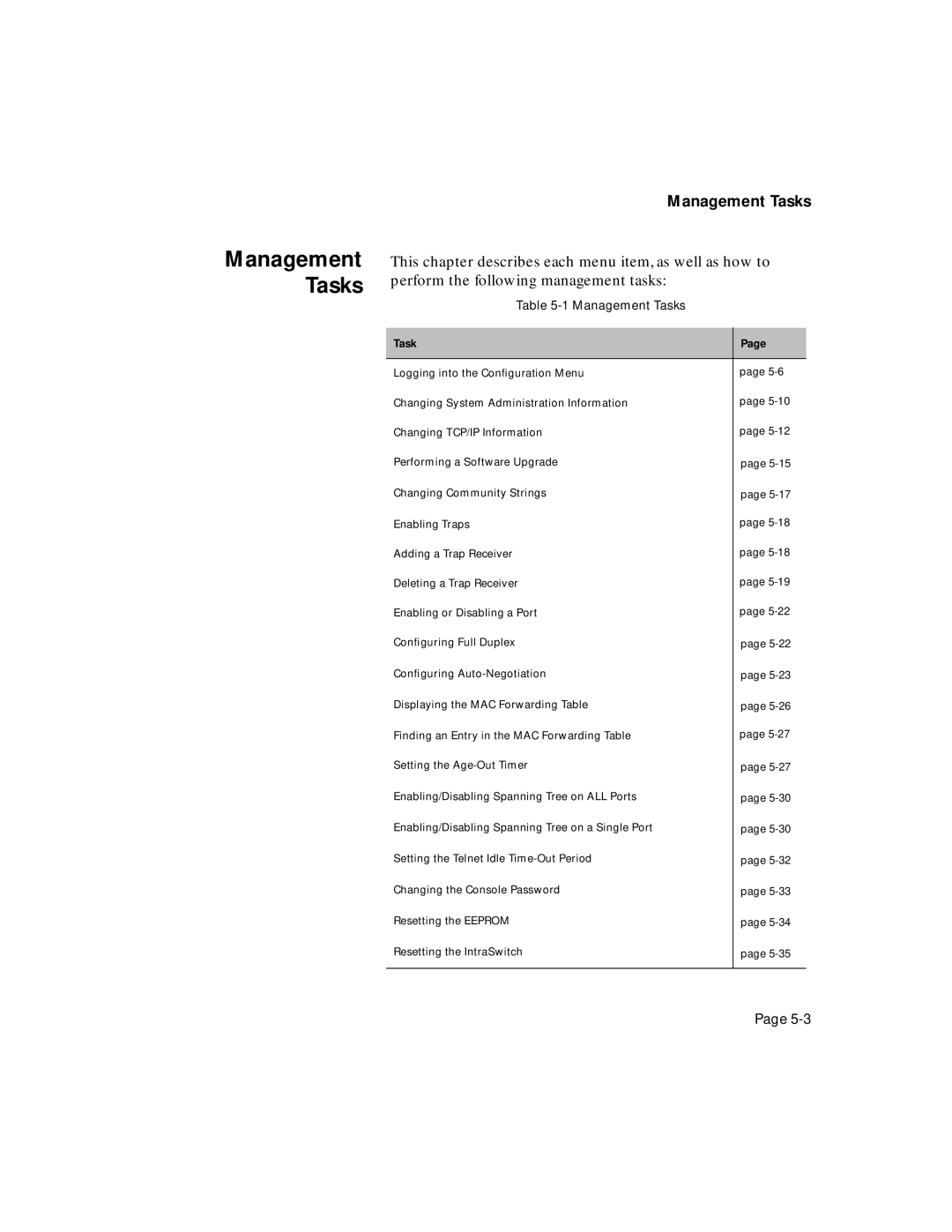 Asante Technologies 5324 user manual Management Tasks 