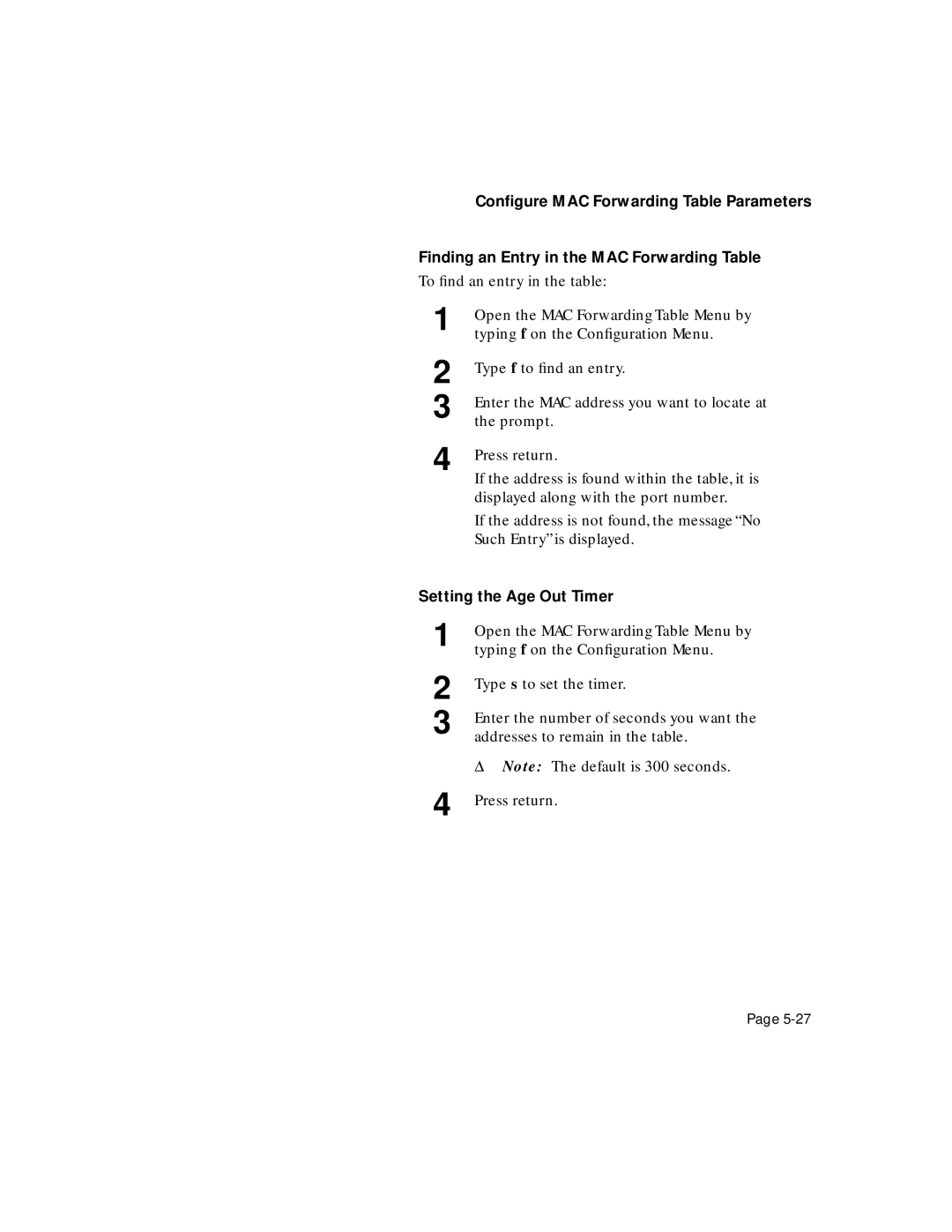 Asante Technologies 5324 user manual Setting the Age Out Timer 