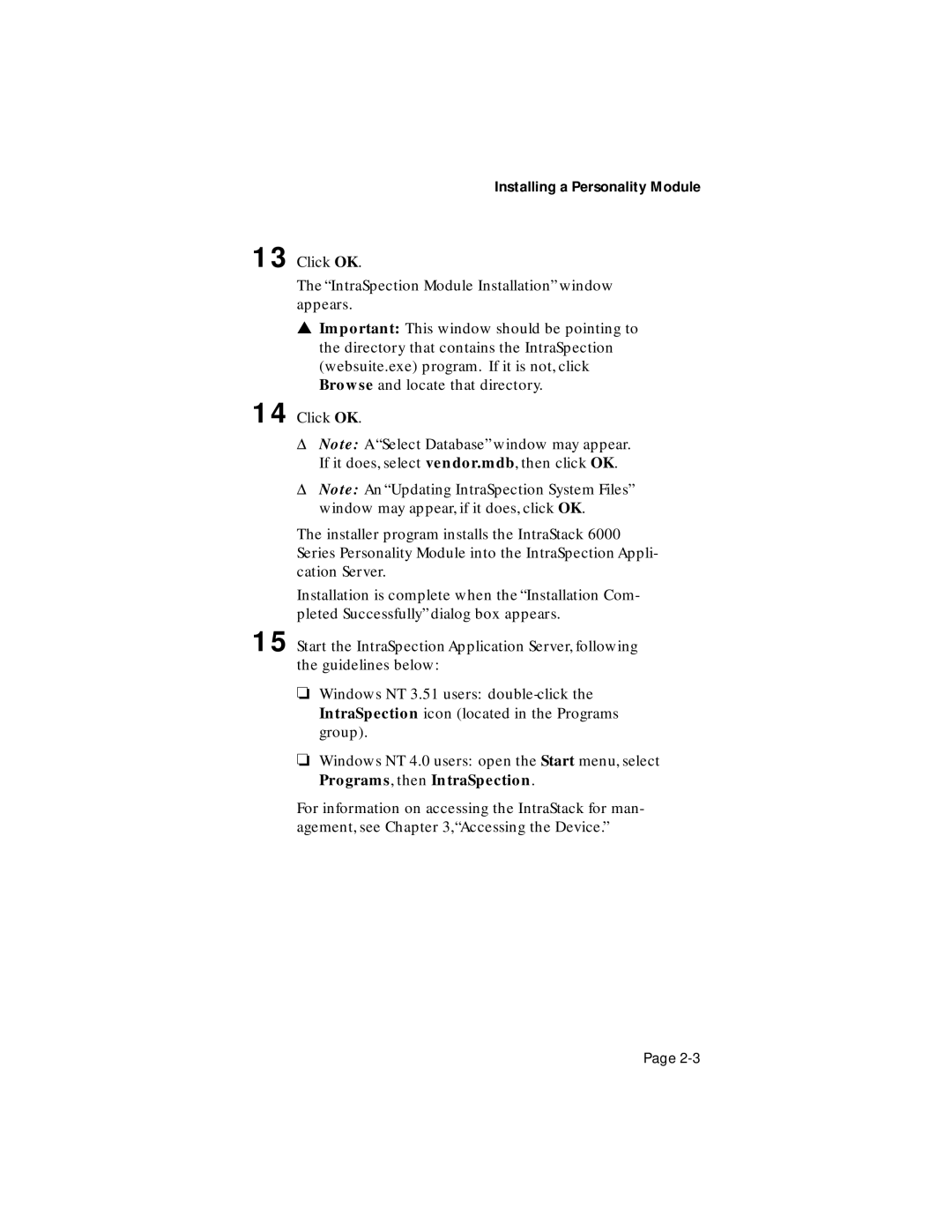 Asante Technologies 6000 Series user manual Installing a Personality Module 