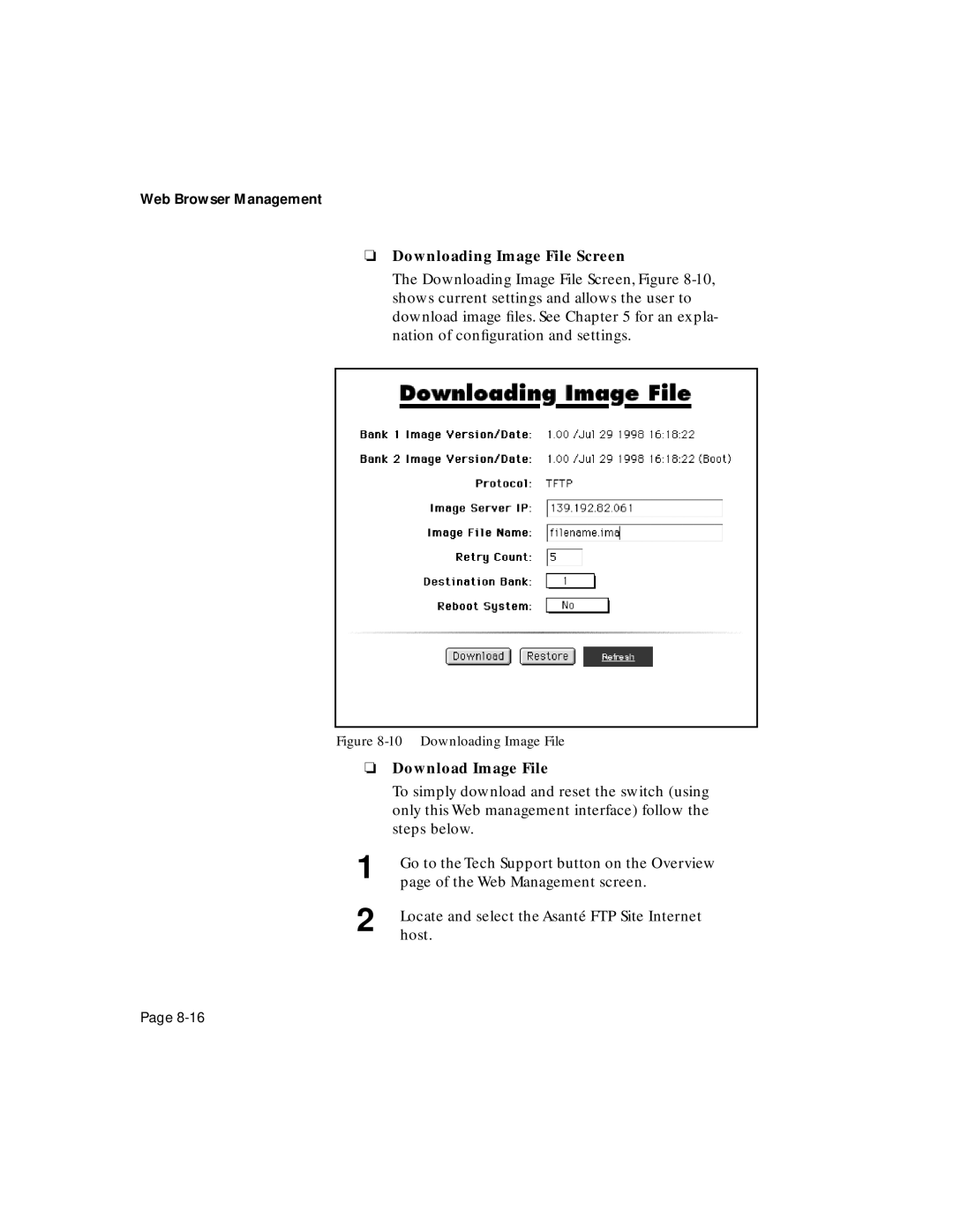 Asante Technologies 6200 manual Downloading Image File Screen, Download Image File 