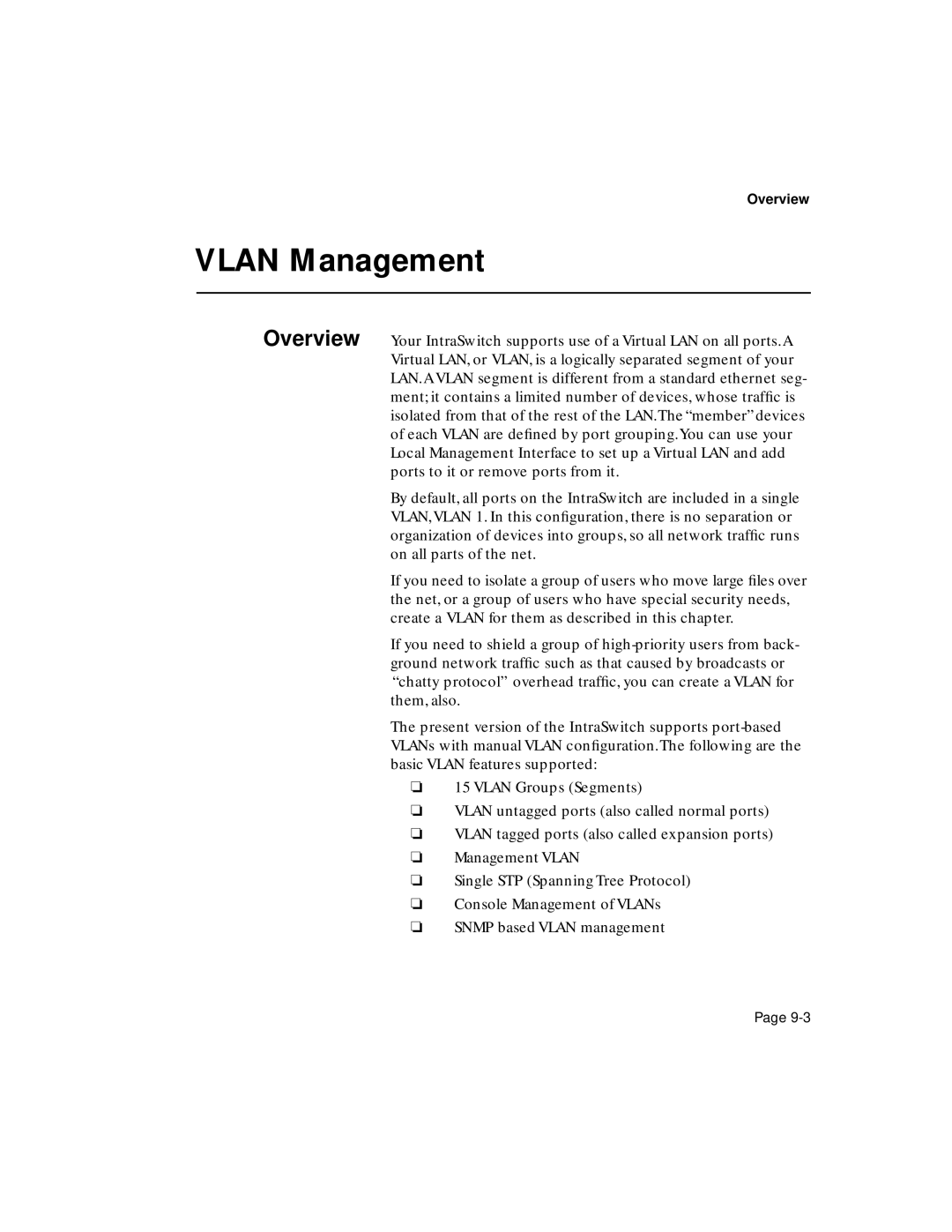 Asante Technologies 6200 manual Vlan Management 