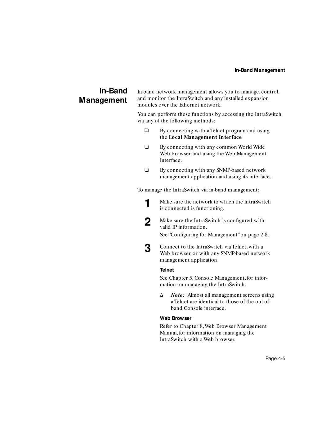 Asante Technologies 6200 manual In-Band Management 