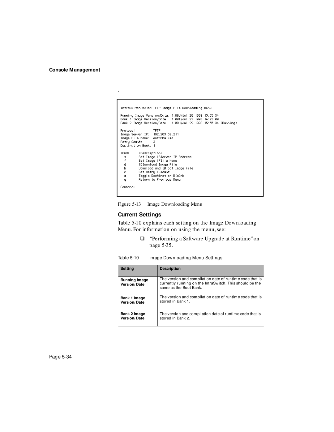 Asante Technologies 6200 manual Image Downloading Menu 