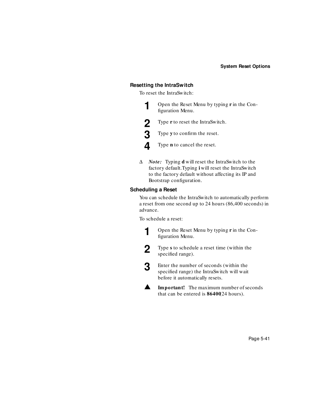 Asante Technologies 6200 manual Resetting the IntraSwitch, Scheduling a Reset 