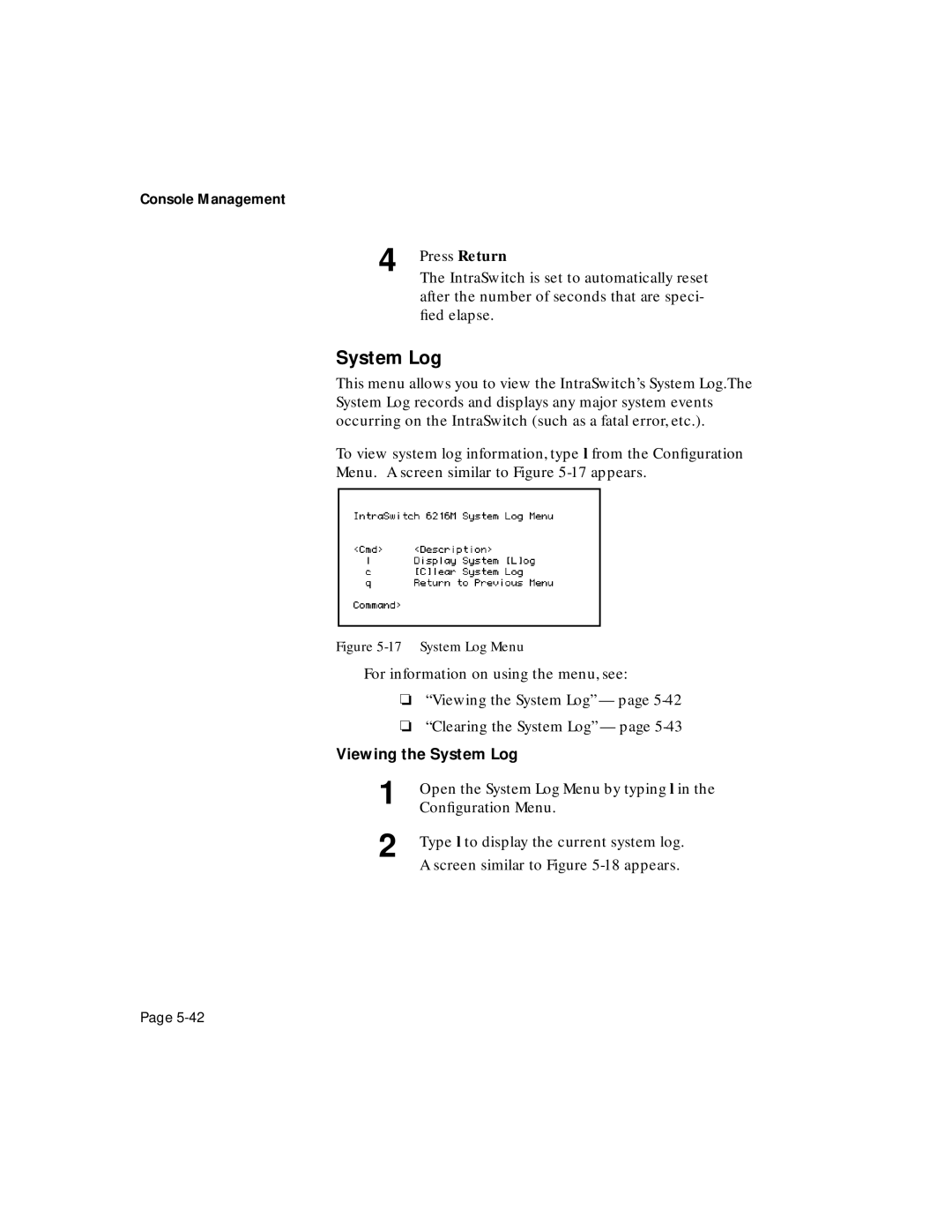 Asante Technologies 6200 manual Viewing the System Log 