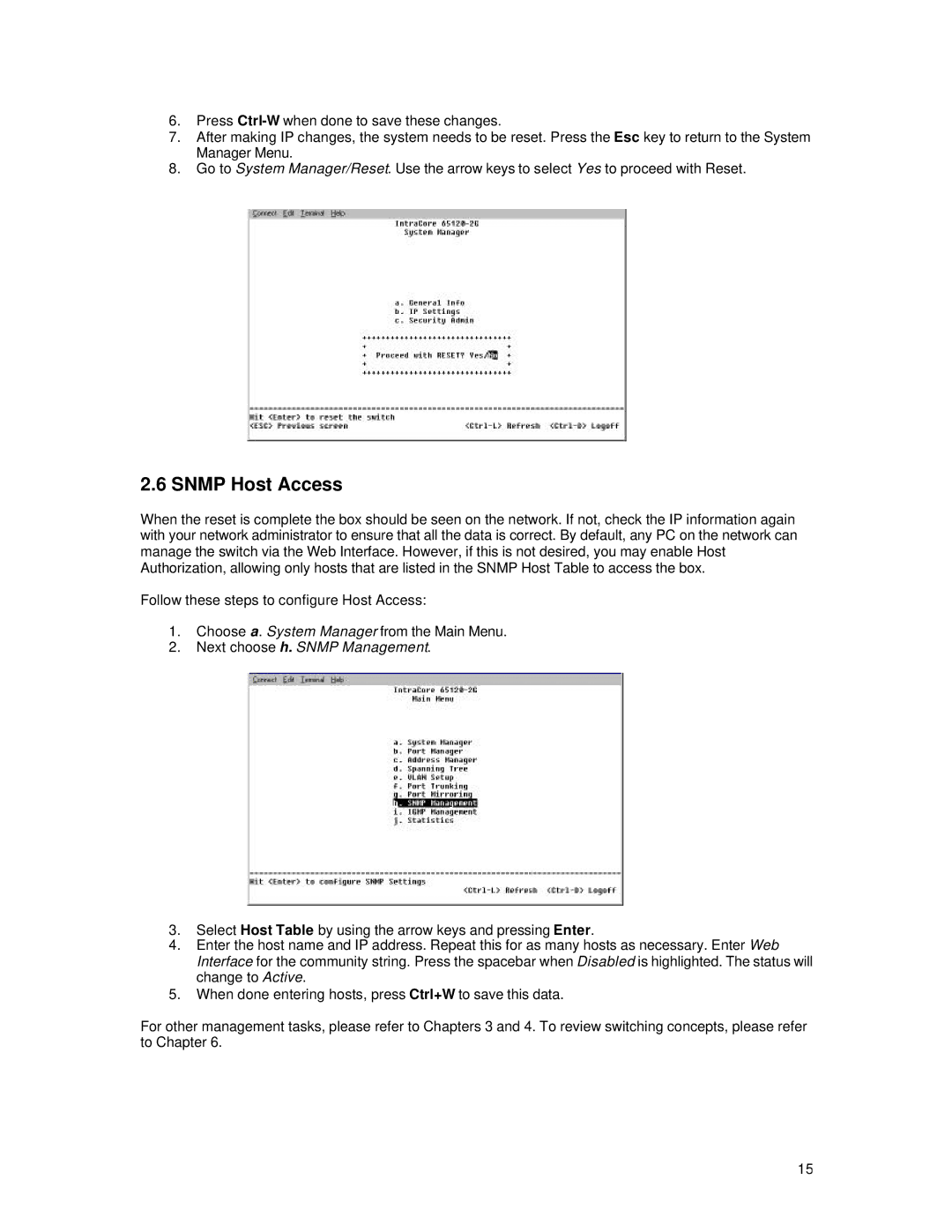 Asante Technologies 65120 user manual Snmp Host Access, Next choose h. Snmp Management 