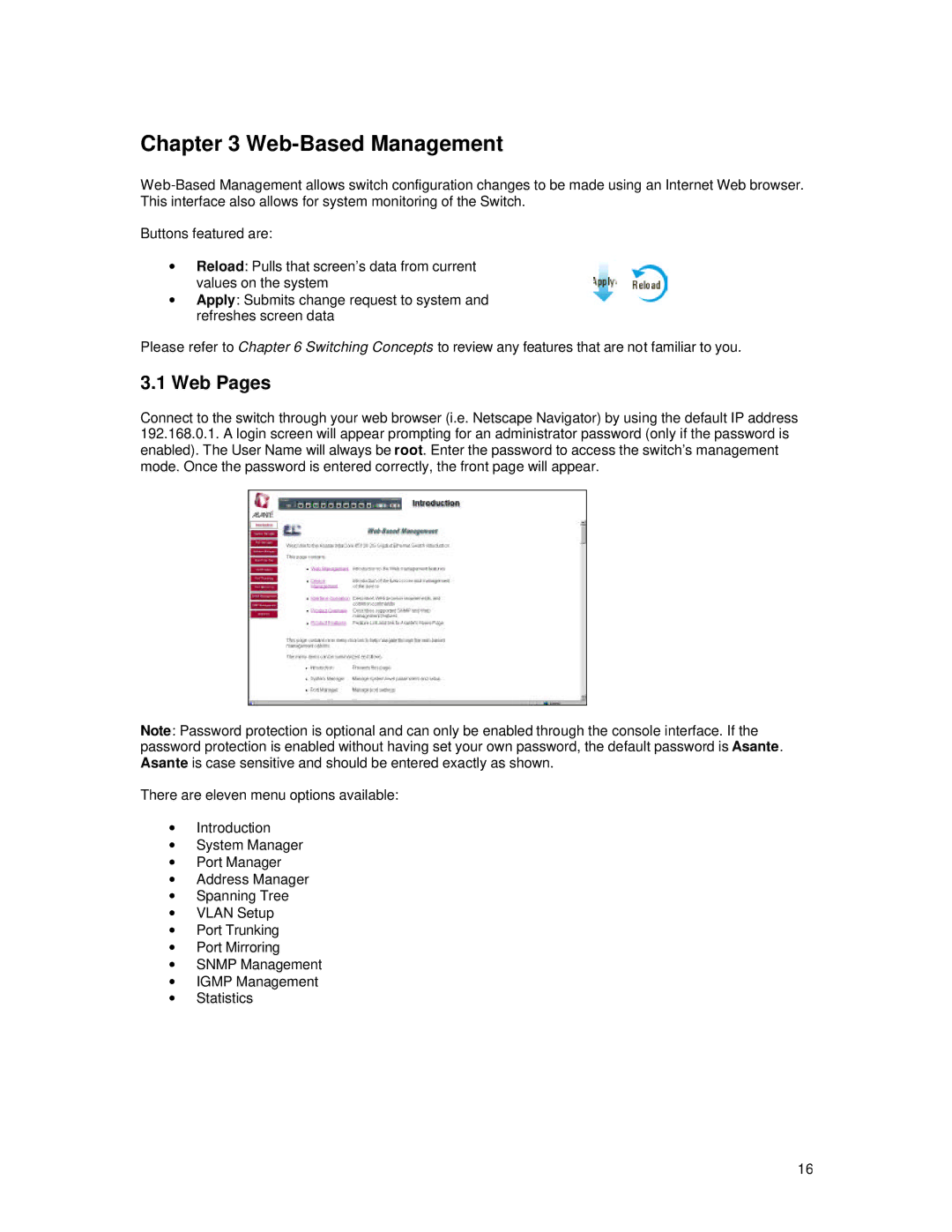 Asante Technologies 65120 user manual Web-Based Management, Web Pages 