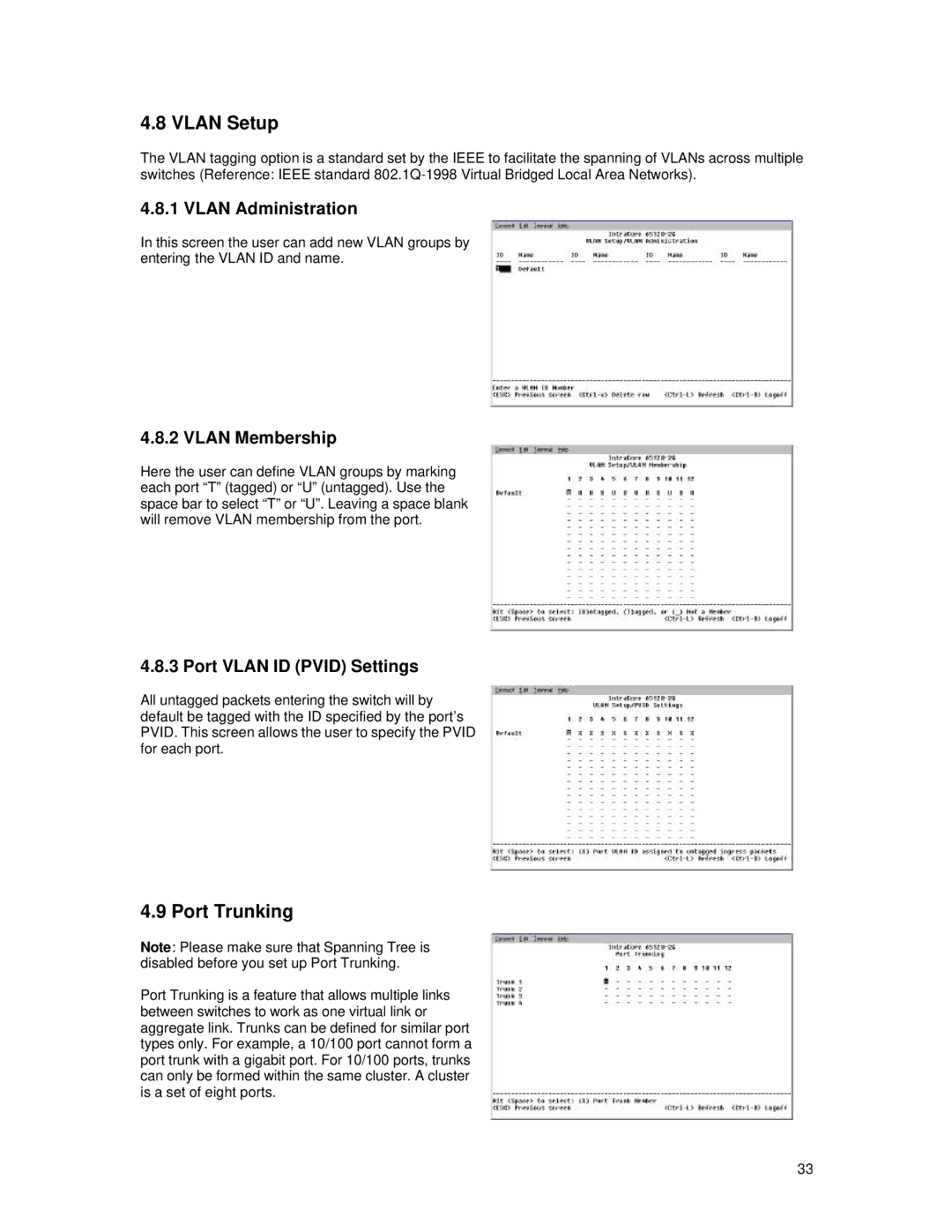 Asante Technologies 65120 user manual Vlan Administration, Vlan Membership 