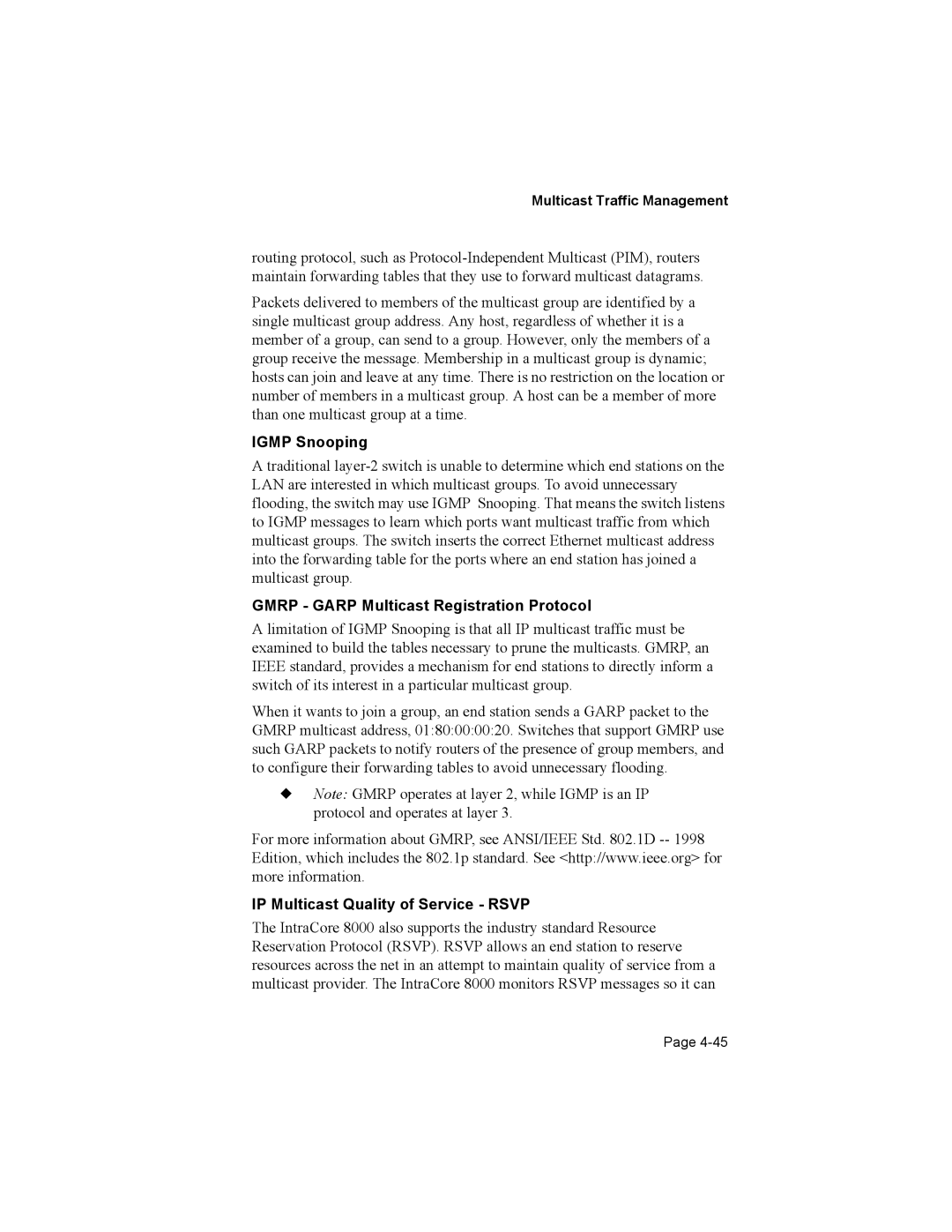 Asante Technologies 8000 Igmp Snooping, Gmrp Garp Multicast Registration Protocol, IP Multicast Quality of Service Rsvp 