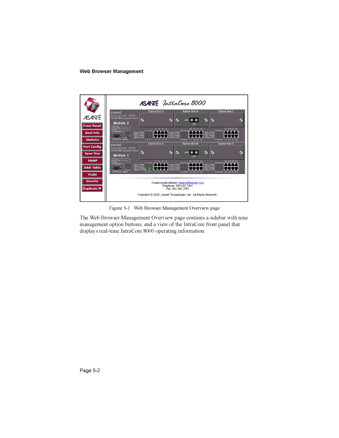 Asante Technologies 8000 user manual Web Browser Management Overview 