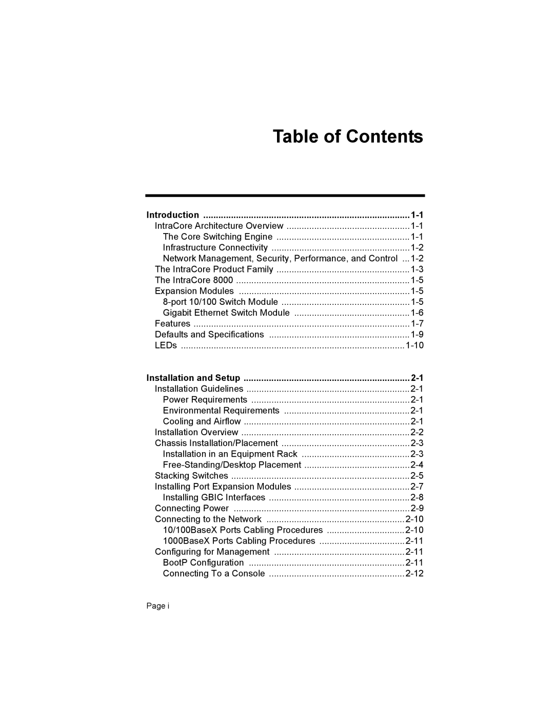 Asante Technologies 8000 user manual Table of Contents 