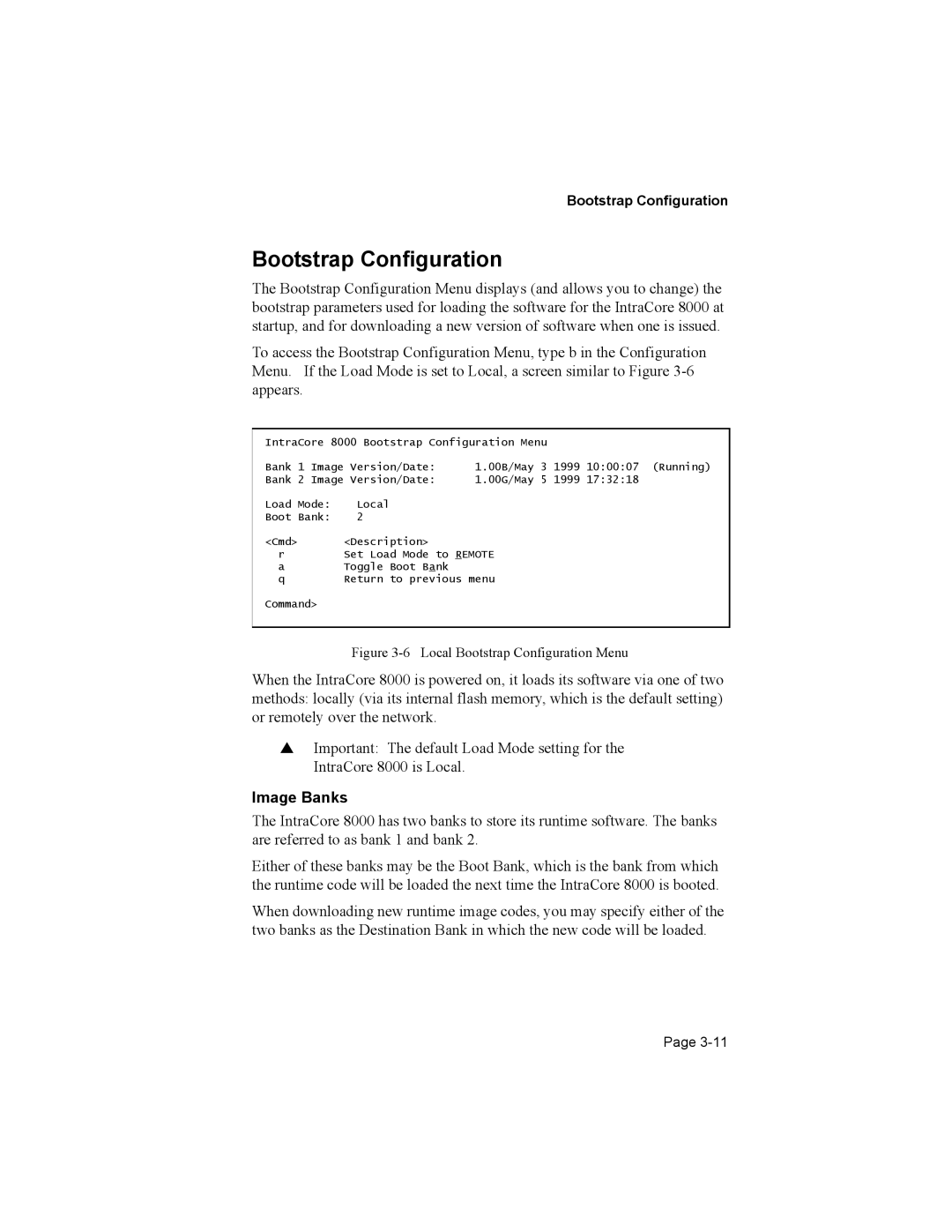 Asante Technologies 8000 user manual Bootstrap Configuration, Image Banks 