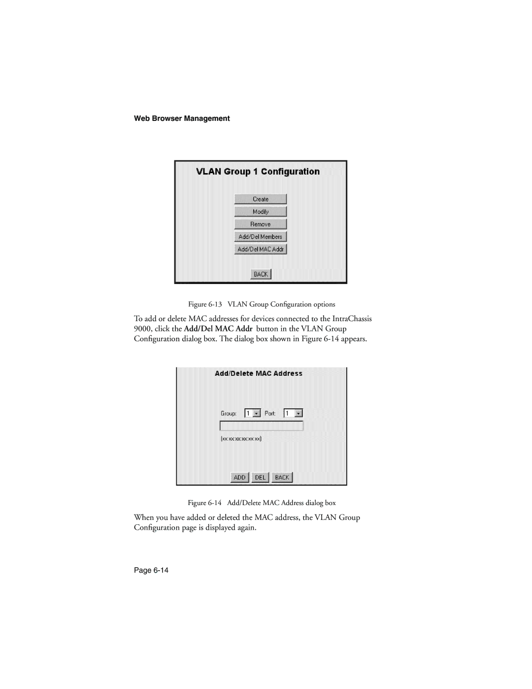 Asante Technologies 9000 manual 14 Add/Delete MAC Address dialog box 