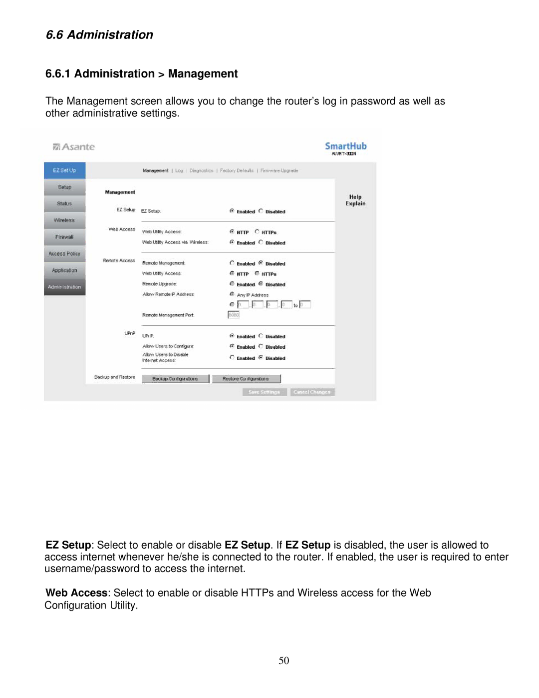 Asante Technologies AWRT-300N user manual Administration Management 