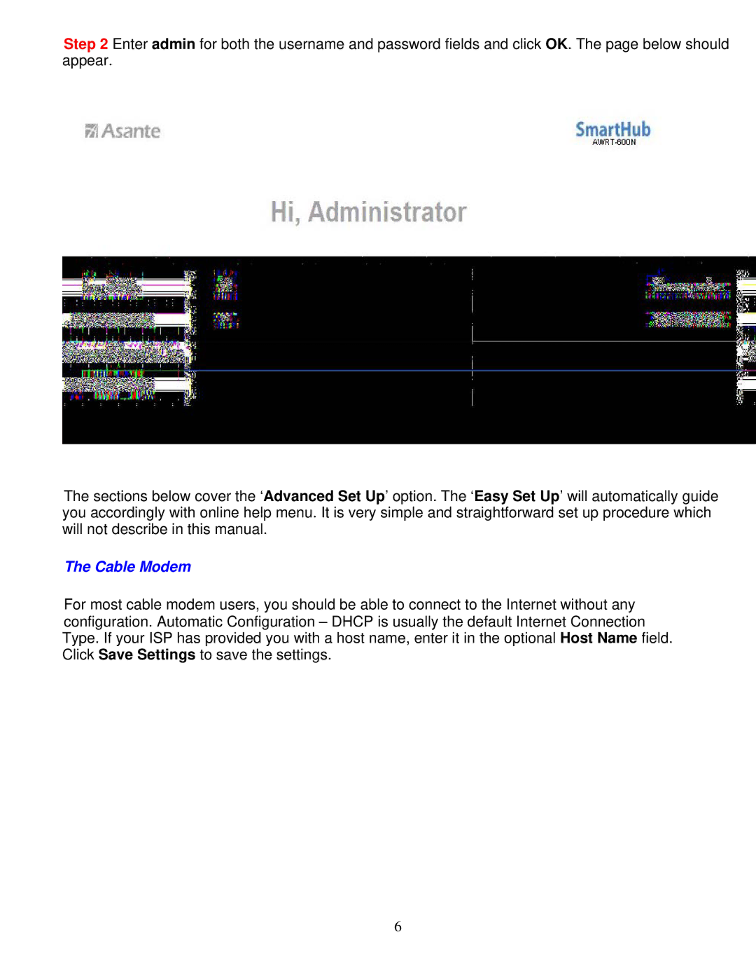 Asante Technologies AWRT-600N user manual Cable Modem 