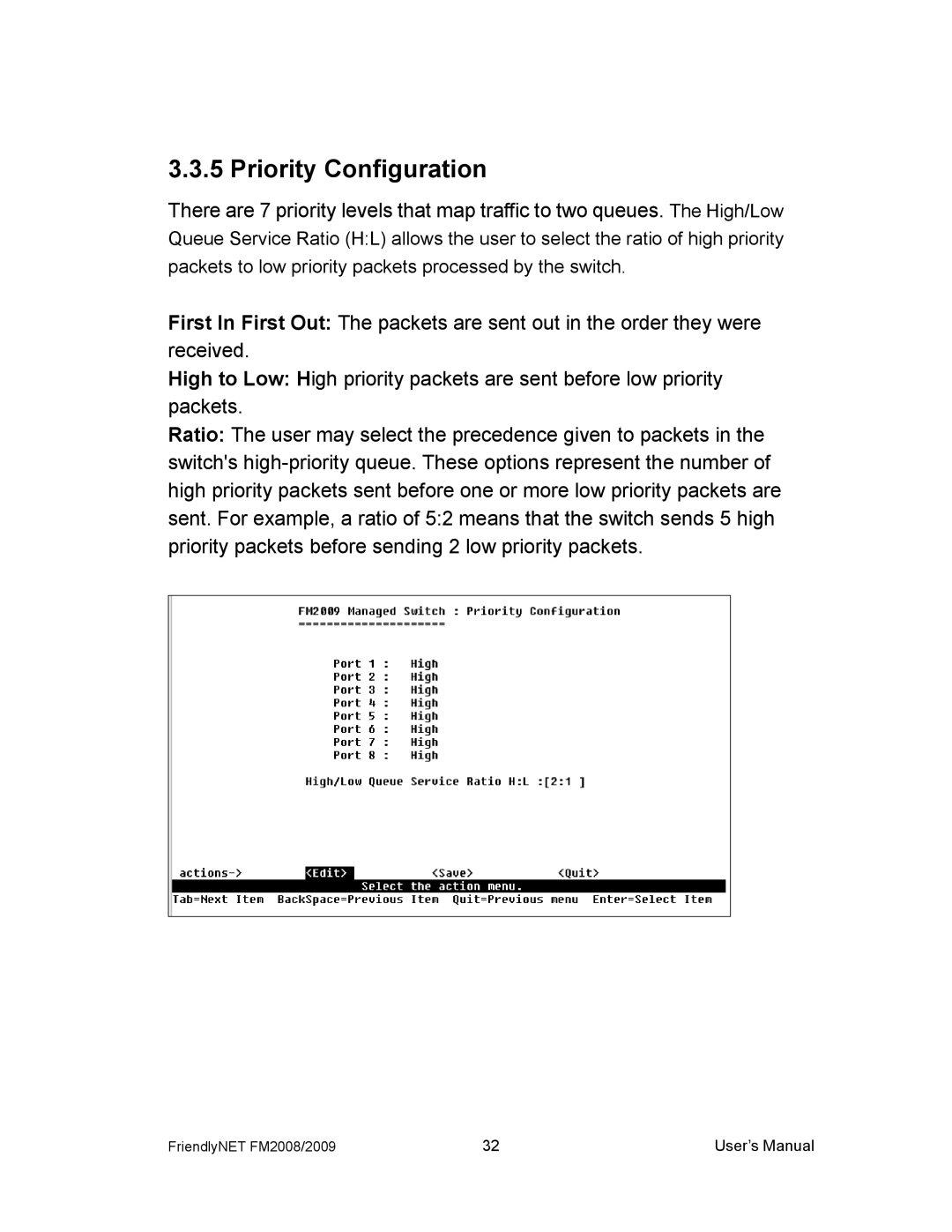 Asante Technologies FM2008/2009 user manual Priority Configuration 