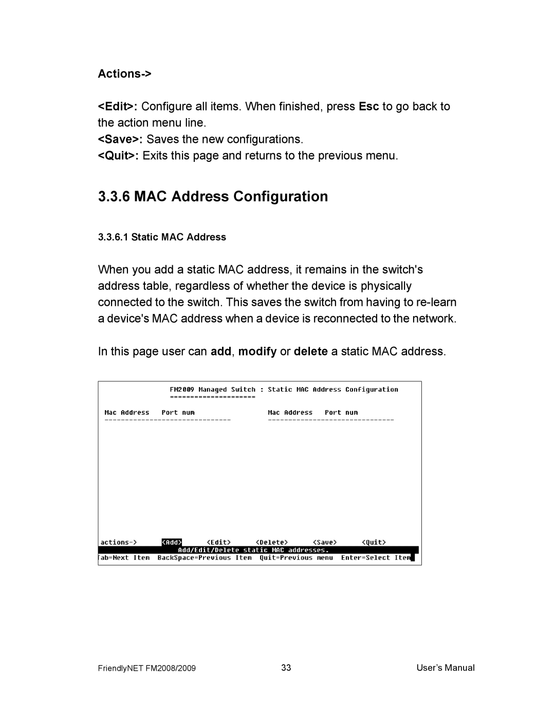 Asante Technologies FM2008/2009 user manual MAC Address Configuration 