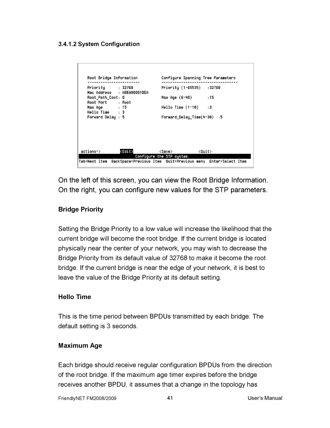 Asante Technologies FM2008/2009 user manual Bridge Priority 