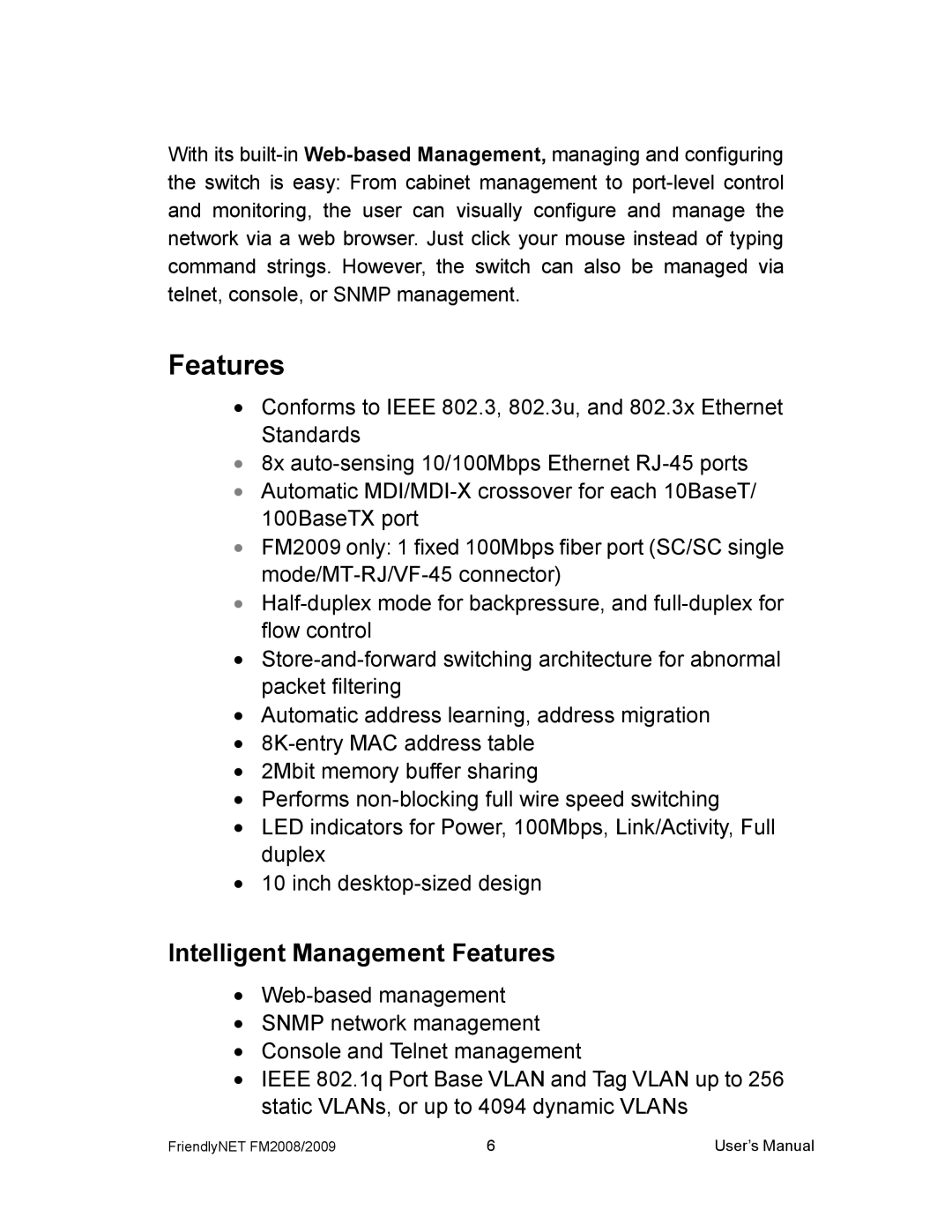 Asante Technologies FM2008/2009 user manual Intelligent Management Features 