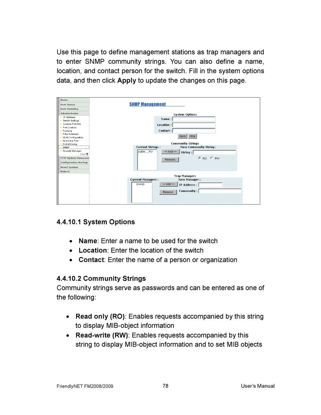 Asante Technologies FM2008/2009 user manual System Options 