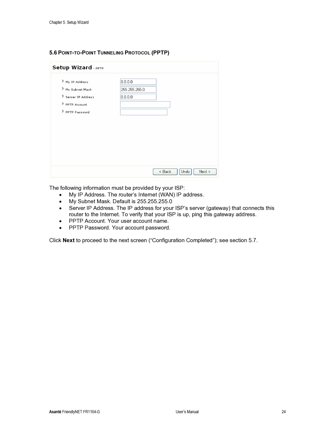 Asante Technologies FR1104-G user manual POINT-TO-POINT Tunneling Protocol Pptp 