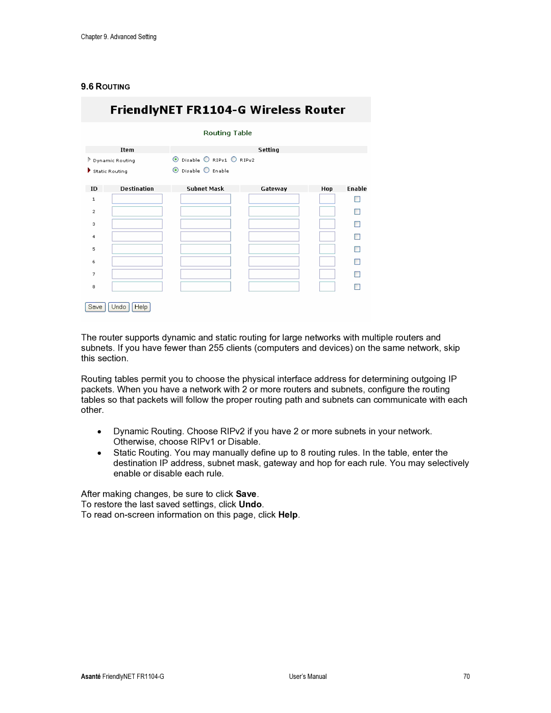 Asante Technologies FR1104-G user manual Routing 